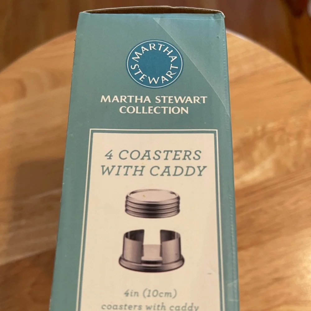 NEW!! Martha Stewart Collection 4 stainless steel coaster Set w…